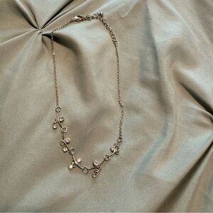 Silver Dainty Necklace with Crystal Accents